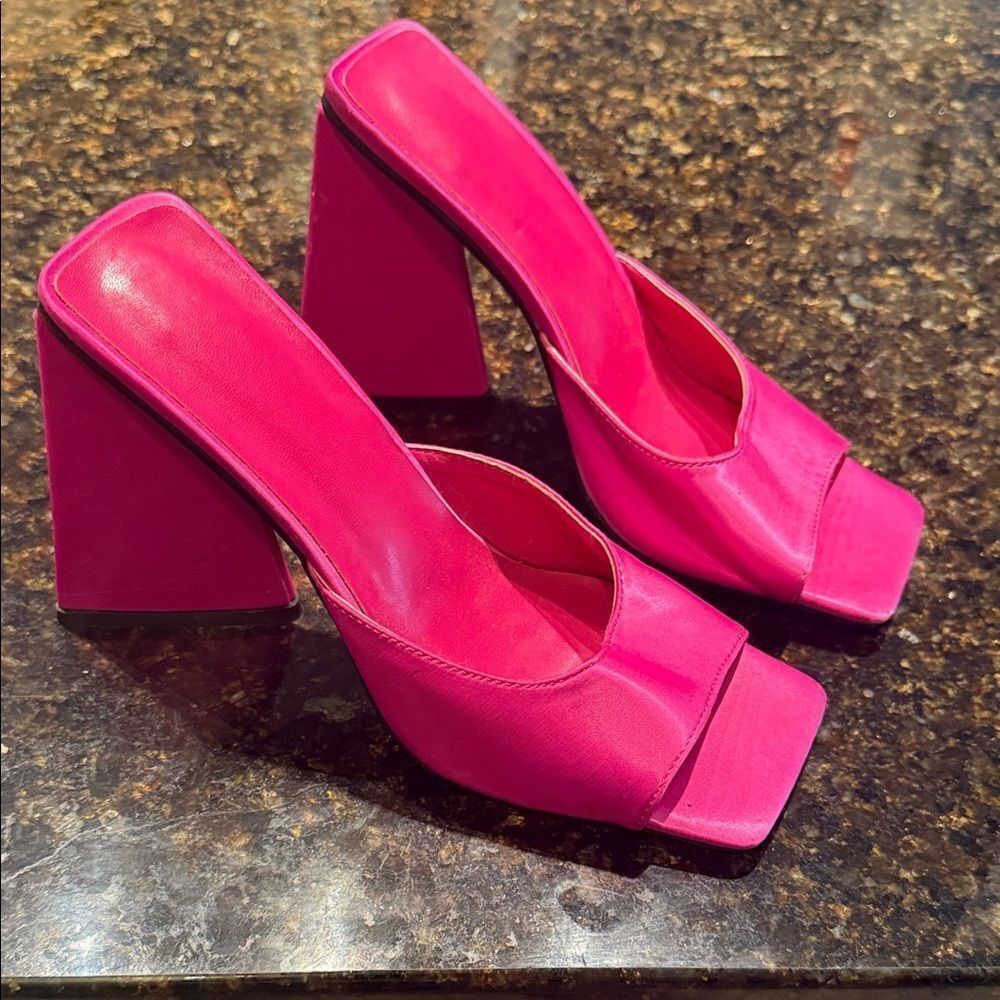 Elegant Pink Women's Heels ZARA Chunky Heel Size 7.5 LIKE NEW